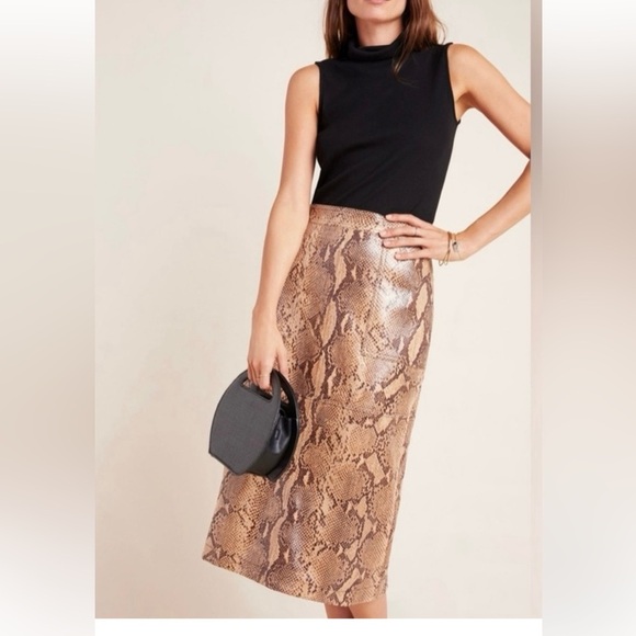 Current Air Cream and Brown Pencil Midi Skirt - Picture 1 of 4